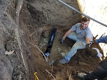 New sewer line installation in Acworth, Georgia.